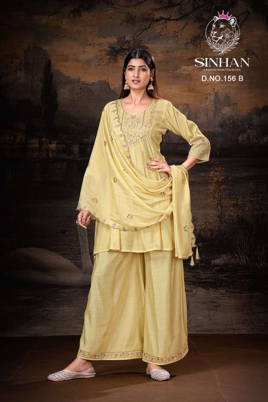 SINHAN 156 CHANDERI COTTON INNER PALAZZO SET REGULAR TYPE SUIT WHOLESALER IN SURAT
